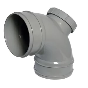 كوع UPVC زاوية 87.5° قطر 50 ملم، طول 94 ملم، لون رمادي | Cosmoplast
