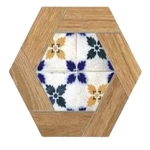 Veracruz Spanish Hexagonal Porcelain, Andalusian Design, Dimensions 23×27 cm