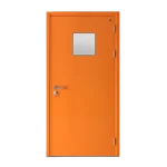 Fire door SFFECO brand  Cold rolled steel   with square glass window Model SF/SD Single Door leaf size 1950×900   mm  Color Orange