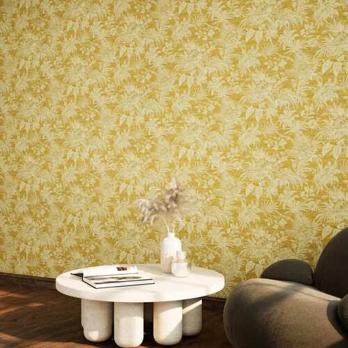 Leaf-patterned Wall Covering Length 10 m Width 50 cm Gold Color | 