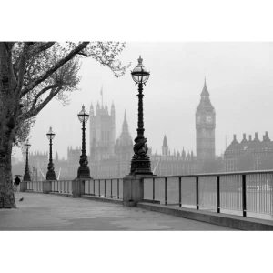 Mural Image Cities Design 366cm × 254cm Gray | Balbaid Decor Company