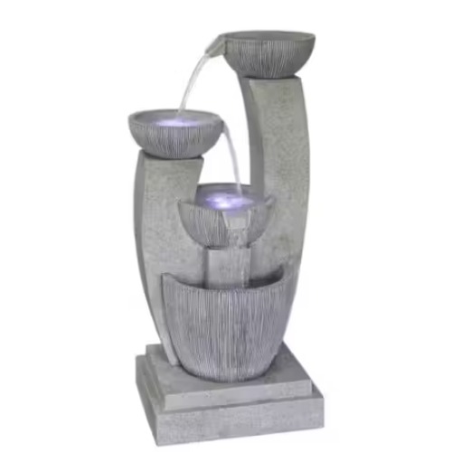 Outdoor Decorative Porcelain Illuminated Fountain 153.5×60×76.5 cm, Grey | Zahrat Al Rayyan Establishment