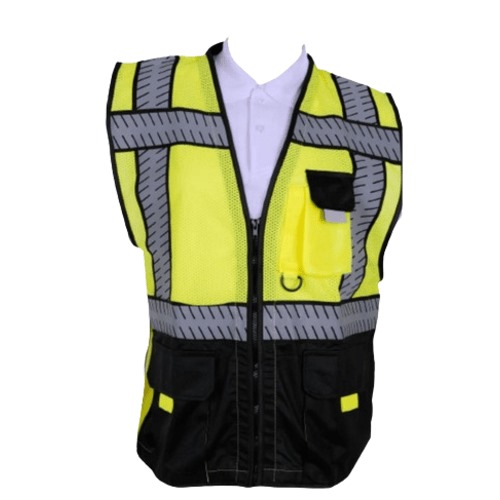 Safety Vest Fluorescent Mesh Black Fabric, Weight 1 kg, Size XL | Muedda Store