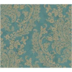 ورق جداري تصميم كلاسيك مقاس 820×68.5 سم، لون ذهبي/ تركوازي، موديل برش ستروك