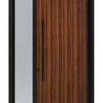 باب خارجي ألمنيوم عصري، ضد الماء، أسود وبني، صناعة إماراتية، موديل AL-28