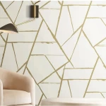 ورق جدران هندسي لون ابيض مع ذهبي، طول 820 سم، عرض 68.85 سم، اسم الموديل بنسن كوبب