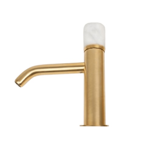 Bathroom Washbasin Mixer 23.4×15 cm Matte Gold & White Carrara Marble | Hatch Company