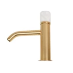 Bathroom Washbasin Mixer Size 23.4×15 cm, Matte Gold And White Carrara Marble Middle