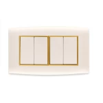 Electrical light switch 4 gang 10 Amp Omnia Alfanar Size 14 × 7 cm Color Gold with Gold Ring