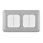 مفتاح انارة رباعي 10 أمبير، لون فضي فاتح، 7×14 سم، 250 فولت | سبكترا