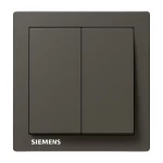 مفتاح مزدوج دركسيون 10 امبير، رمادي داكن، 86×86 مم، 250 فولت | سيمنز (دلتا ريلفا) 