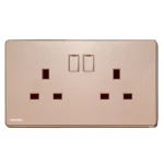 فيش مزدوج 13 امبير مع مفتاح تشغيل ومؤشر، ذهبي وردي، 86×146مم، 250 فولت، ماركة سيمنز (دلتا أرينا)