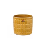 Ceramic plant pot size 14x13 cm gold color