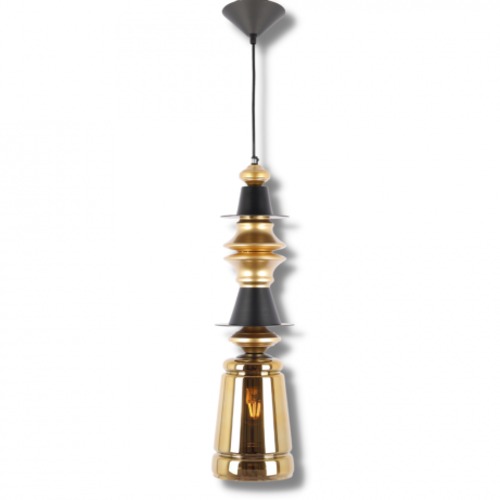 Ceiling Glass Pendant Black-Gold, Size 60x15 cm, 100 cm Wire | Matkel Store