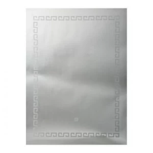 Silver Rectangular Mirror 60 x 80 cm with Hidden LED Light, Silver Color | Silver