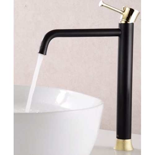 Long Concealed Washbasin Mixer Gold in Black, Durable Nickel-Plated Brass | Algafary Sanitary ware