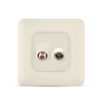 فيش تليفزيون مائل مفرد + فيش دش مائل مفرد، لون بيج، 7×7 سم | سبكترا 