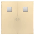 Fire door SFFECO  stainless steel  with square glass window Model SF/DD  Double Door leaf size  1900×1950    mm  Color Beige