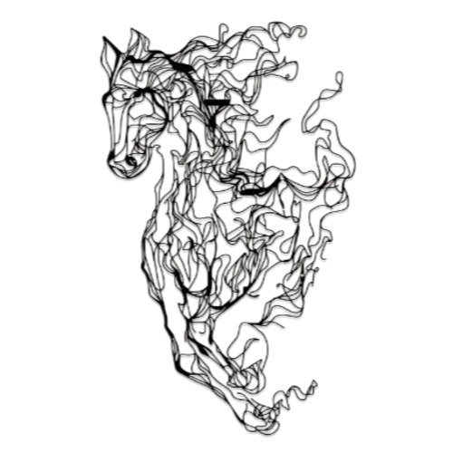 Decorative Board Metal Horse 41 cm Width, 66 cm Height, Black Color | 