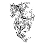 لوحة زخرفية حصان معدني، لون أسود، عرض 41 سم، ارتفاع 66 سم