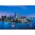 Decorative wall mural cities design, size 366cm × 254 cm, blue color