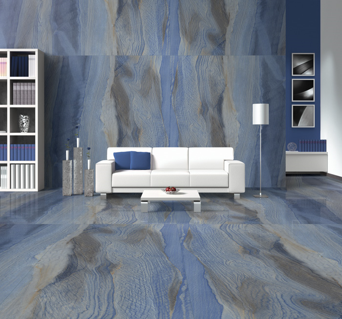 Indian Porcelain Floor Tiles Size 120×240 cm, Blue Color, Azul Model | Emaar Al Watan (EMAC)