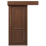 أبواب بريميوم سحاب خشبية بتصميم عصري، لون بني، مقاس 110×265 سم، سمك 6 سم، موديل EX02