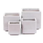 وعاء بوليريسين اسمنتي، تصميم مربع، مقاس 20×21×21 سم، لون بيج