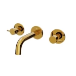 Frameless Wall Mounted Washbasin Mixer, Weight 1460 Grams, Shinny Gold