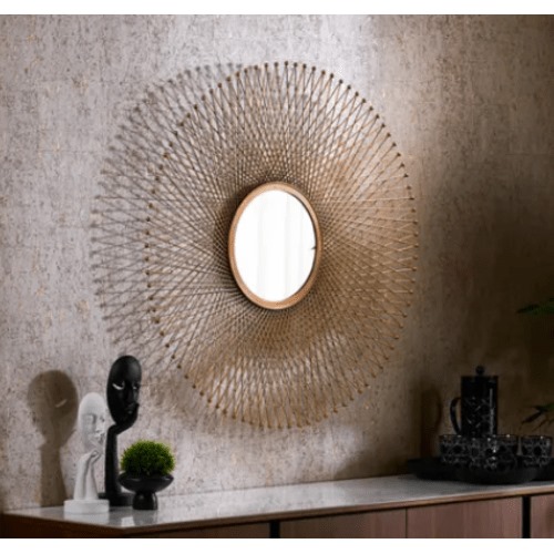 مرايا ديكور مقاس 92×92×7 سم، لون ذهبي، تصميم جزيرة | شركة ابيات