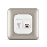 فيش تليفون مفرد نظام امريكى جاك 3 خط + فيش دش مائل مفرد، لون تيتانيوم، 7×7 سم | سبكترا 