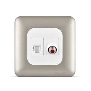 فيش تليفون RJ11 6P6C + فيش دش مائل 7×7 سم، لون تيتانيوم | Spectra