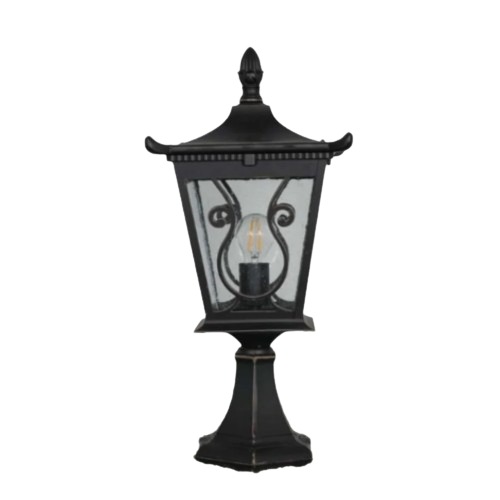 Ground Fence Lantern with Base 43 cm Height, 19 cm Diameter, Black | Matkel Store