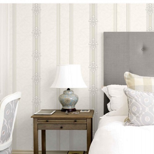 Patterned Wallpaper 15.6m×100cm Beige with Gray Pattern | Luxury line