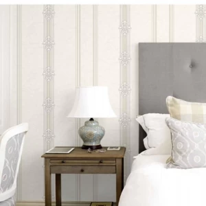 Patterned Wallpaper 15.6m×100cm Beige with Gray Pattern | Luxury line