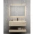 Single Basin Artificial Marble Bathroom 80 cm, Normal Basin with LED Mirror, Beige