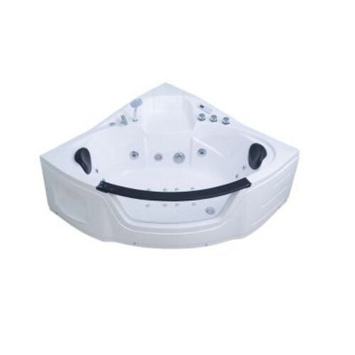 Corner Jacuzzi Bathtub 152x152 cm, White Color | Silver