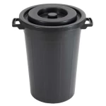 Plastic Waste Container, Capacity 56 Liters, Size 45x45x65 cm, Black Color, Product Code GHAVS