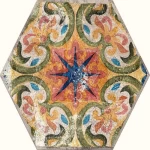 Veracruz Hexagonal Porcelain with Andalusian Design, Multicolored, Size 23×27 cm, Spanish