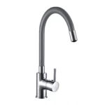 Moveable Kitchen Sink Mixer, Gray Neck, Chrome