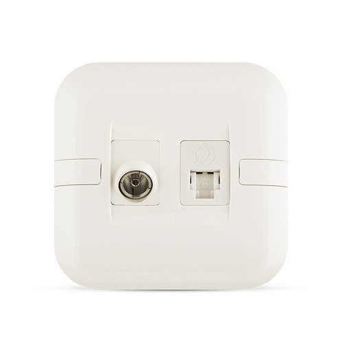 فيش تليفون RJ11 6P6C + فيش تليفزيون مائل، أبيض، 7×7 سم | Spectra