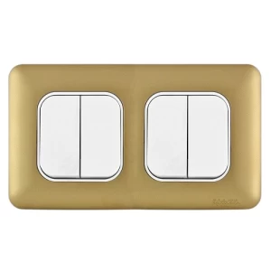 10A Electrical Light Switch 4 Gang 2 Way, Gold Color, 7x14cm, 250V | Spectra