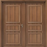 باب مزدوج كلاسيكي بريميوم خشب، لون بني، مقاس 220 × 235 سم، موديل EX05