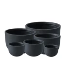 Fiberglass Decorative Plant Pots, Large Size 72x106x106 cm, Black Color, Round Design