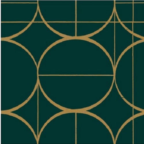 Geometric Wallpaper Green with Gold, 10 m x 0.53 m, Maison Model | Abyat Company