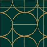 ورق جدران هندسي لون اخضر مع ذهبي، طول 10 م، عرض 0.53 م، موديل ميزون