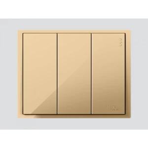 Triple Switch D3 Piano, 7×7 cm, 10 Amp, Gold Color | Art DNA