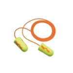 Box of Flame Pattern Ear Protection Plugs with Cord, orange color            
