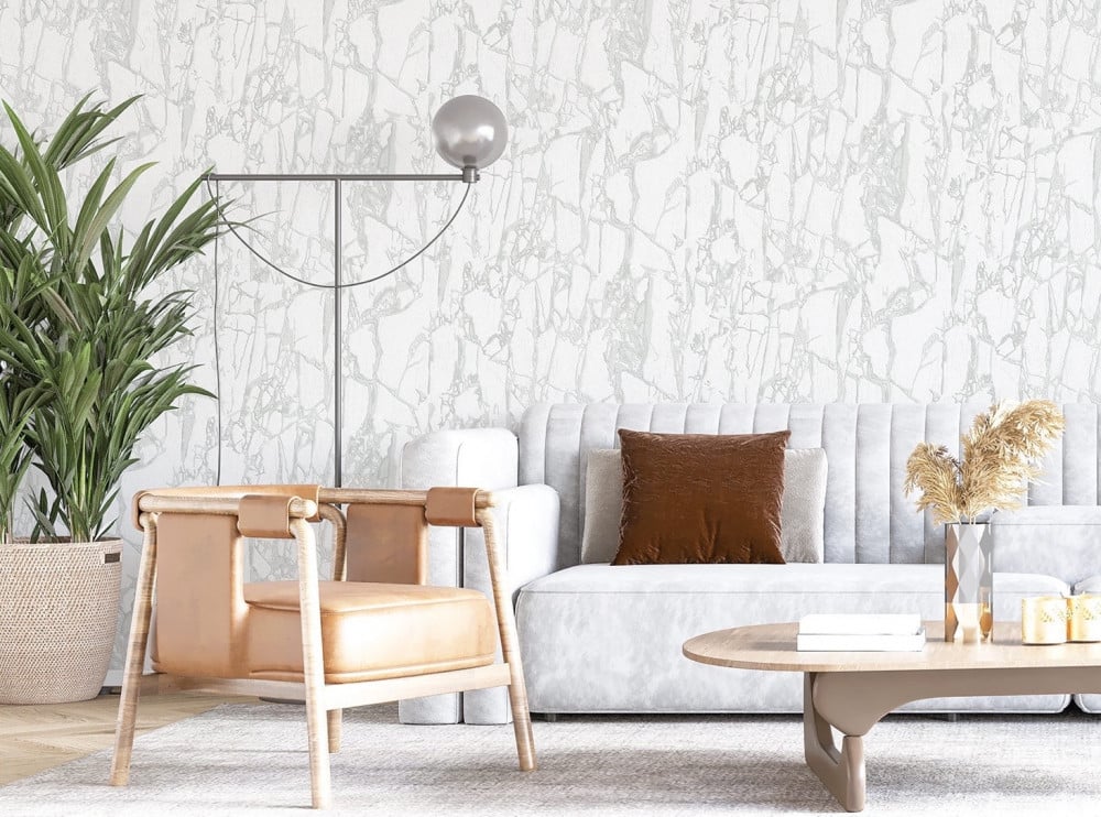 Vinyl Wallpaper Pattern Design 15.6m × 100 cm Off-White Gray Veins | Luxury line