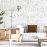 Vinyl Wallpaper, Pattern Design, Size 15.6m × 100 cm, Off-White with Gray Veins Color